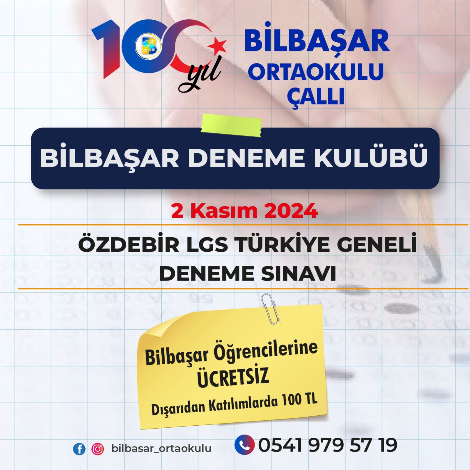 ÖZDEBİR LGS 1. TÜRKİYE GENELİ DENEME SINAVI BİLBAŞARDA! 